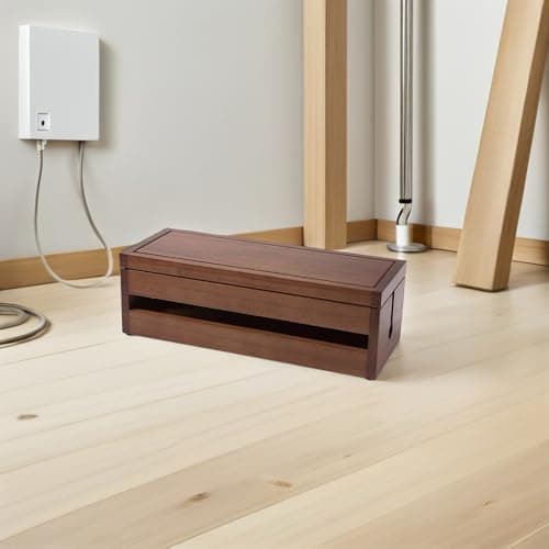 Happyyami Wooden Cable Organizer Box Large Coffee Colour for Power Strips — view 5