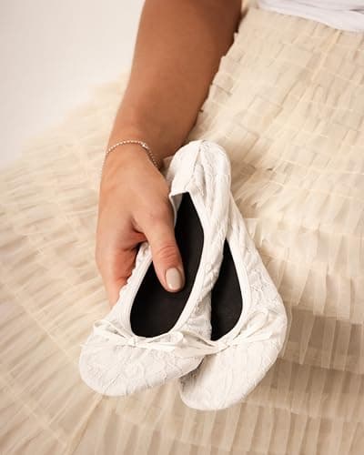 Women's Roll-Up Shoes for Weddings, Races and Special Occasions (White Lace) (White, UK Footwear Size System, Adult, Women, Numeric Range, Medium, 5, 6) — view 3