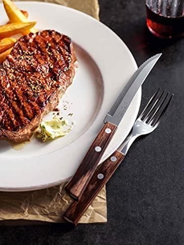 Tramontina 6 Piece Steak/Pizza Knife Set, Brown Colour, Sharp Knife Set with Wooden Handles, ‎Camping, Kitchen, Rustic, Dishwasher Safe, 5-Inches, 29899155 — view 5
