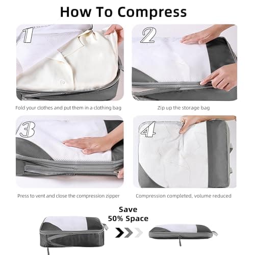 SYEXDZON Compression Packing Cubes, 8pcs Travel Organisers — view 5
