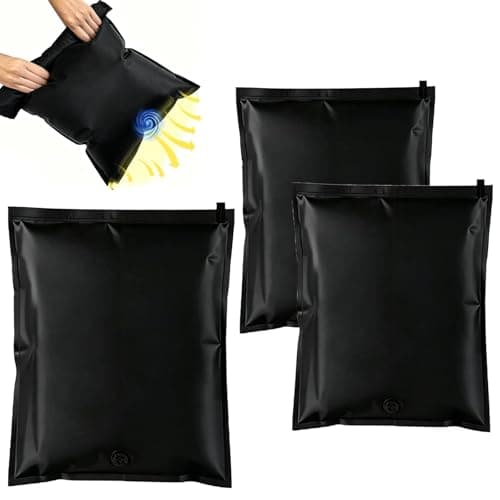 3 Pack in Black Vacuum Bags for Travel, Space Saving Storage Bags for Clothes, Compact Vacuum Pack Bags for Travel, Ideal for Luggage Organisation and Closet Storage, With 30x40cm and 40x50cm Size