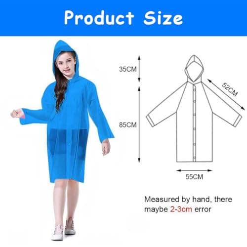 Vicloon Kids Portable Raincoat, 2 Pack Rain Poncho Kids Waterproof with Hoods and Sleeves, Reusable Rain Resistant Poncho for Camping, Emergency Situations, Travel — view 2