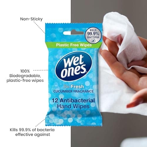 3 Pack Wet Ones Antibacterial Hand Wipes – 36 Wipes, Plastic Free, Cucumber Fragrance, Travel Size Hand Cleaning Wipes for Home, Office, School Car Travel Everyday Fresh Cleaning & On the Go Use — view 6