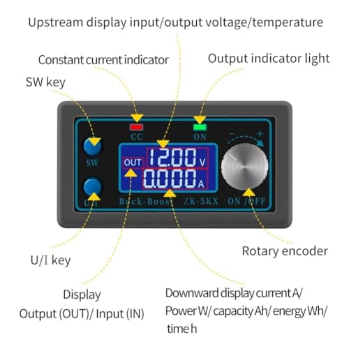 DollaTek DC Buck Boost Voltage Converter 0.6-36V Adjustable Voltage Power Supply Module Power Converter Digital LCD Display Solar Battery Charging 5KX — view 5