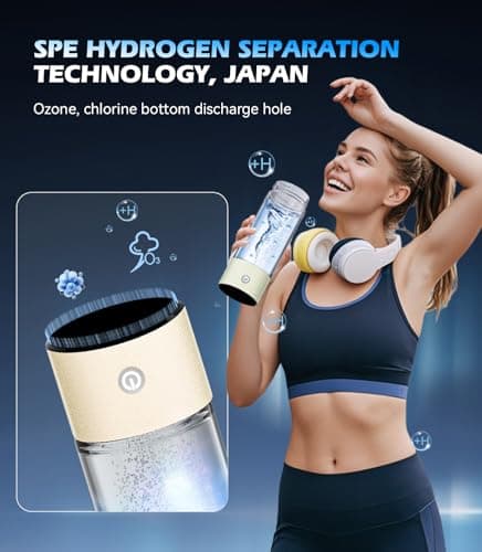 2026 NO.1 Upgraded Hydroh Hydrogen Water Bottle Uk【48h H₂ Power – Zero Perm】Hydro Water Bottle【3000PPB H₂ – 3x w/SPE/PEM】100% Leakproof NCE Nano Electrolysis【Beige】 — view 6