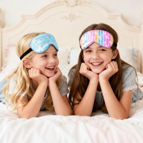 2 Pack Kids Eye Mask for Sleeping, Cute Mermaid & Unicorn Silk Eye Mask, Adjustable Strap Soft Sleep Mask for Girls, Light-Blocking Blindfold for Home Travel Nap Party — view 6