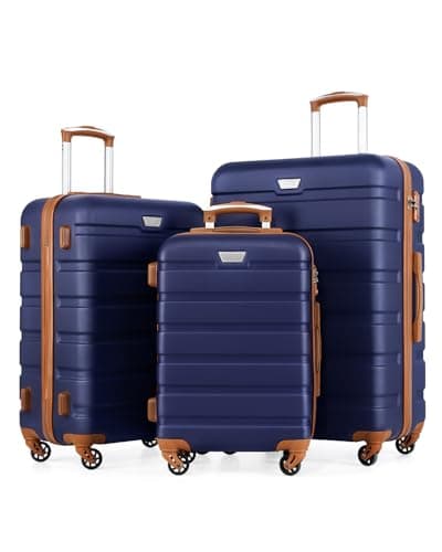 COOLIFE 3 Piece Luggage Set for Family,ABS+PC, Lightweight Durable Suitcase