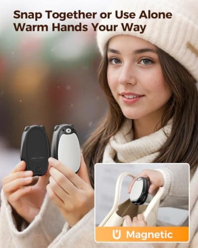 Bearwind Rechargeable Hand Warmers 2-Pack Magnetic Ultra-Thin Design, Black — view 5