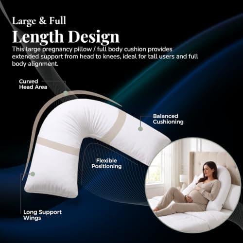 Bedding Direct UK Superior Duck Feather V-Shaped Pillow - Side Sleep Pregnancy Pillow with Polycotton Cover with Pillowcase - Support to Eliminate Neck, Back, Hip, Joint - U Shape Neck Pillow Pink — view 5