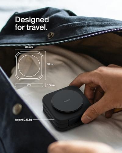 Belkin BoostCharge Pro Foldable Qi2-Certified Wireless Charger 3-in-1 Magnetic Charging Travel Pad 15W - MagSafe-Compatible Portable Charger for iPhone 17, Air, 16, Pixelsnap, Apple Watch 11, AirPods — view 5