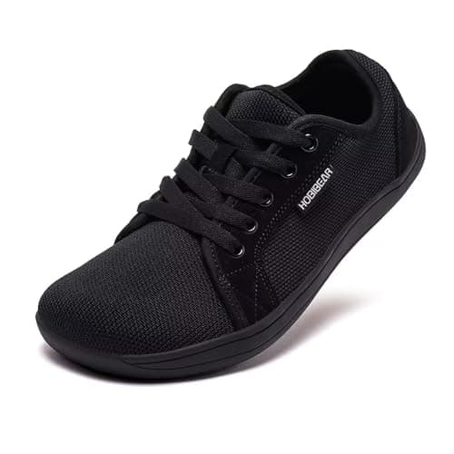 HOBIBEAR Unisex Wide Barefoot Shoes for Men Women Outdoor Trail Running Minimalist Walking Shoes Lightweight and Breathable(All Black,7 UK)
