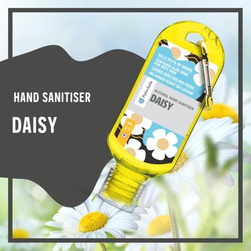Palm Safe Daisy 3 Pack 60ml Anti Bacterial Premium Hand Sanitiser Travel Size Refillable Clip Bottle Quick Drying Non Sticky Extra Moisturising Kills 99.9% of Viruses and Bacteria — view 3