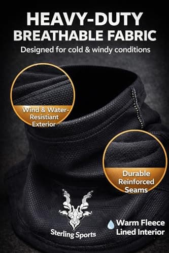 Sterling Sports Windproof Neck Warmer: Thermal Fleece Scarf for Motorbike, Cycling, Skiing - Ideal Motorbike Gifts & Accessories for Men & Women - Versatile Snood Scarf & Neck Tube — view 2