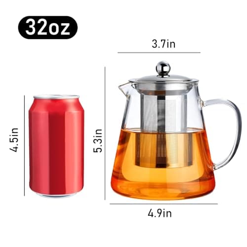PARACITY Tea Pot 950ML, Glass Teapot with Infuser, Clear Tea Kettle — view 2