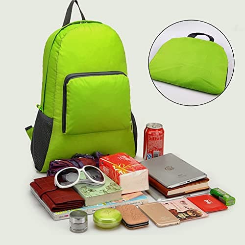 Ultra Lightweight Foldable Backpack Packable Water Resistant Daypack for Outdoor Walking Camping Traveling Cycling Holiday Unisex (Green) — view 6