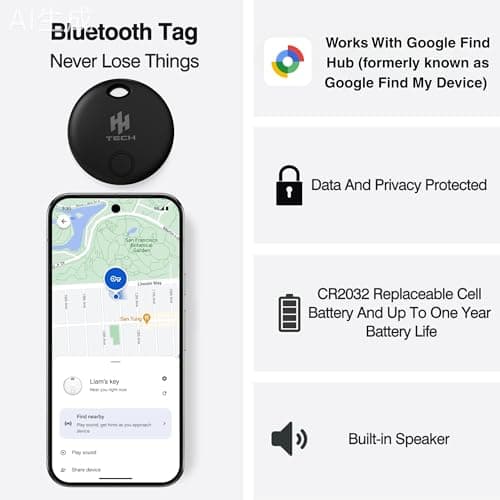 HH-Tech Android Tracker Tag (Pack-4 Black+White Android only) Works with Google Find My, Find Hub, Smart Tag Tracker, Item Finder, Easily Track Your Keys, Wallet, Bag, Suitcase, and More — view 2