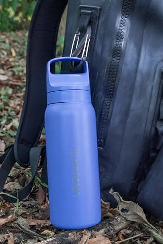 LifeStraw Go Series – Insulated Stainless Steel Water Filter Bottle for Travel and Everyday Use, 24oz Thistle Purple — view 5