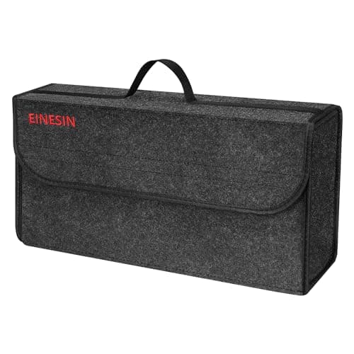 Einesin Car Boot Organiser Bag Anti Slip Foldable, Car Boot Tidy for Tools Breakdown Emergency Travel Tidy Van Caravan - Dark Grey Carpet Material - Suitable for All Vehicles (50x15x25cm)