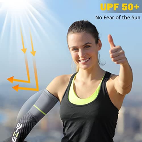 beister UV Sun Protection Cooling Compression Sleeves Arm Sleeves Men Women Sports (Medium, Black) — view 3