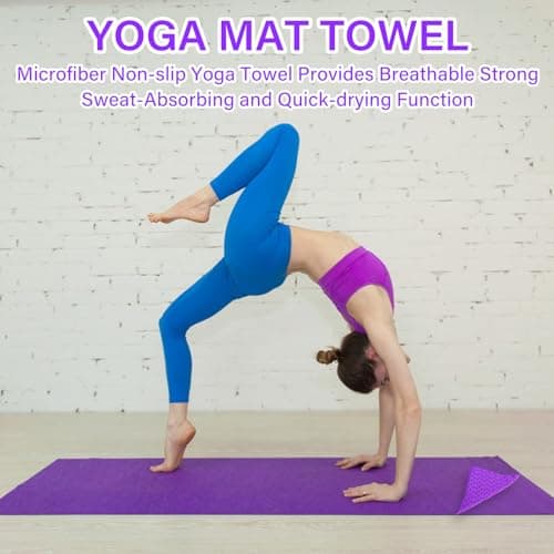 Audasi Yoga Mat Towel Yoga Towel Non Slip Hot Yoga with Mesh Carrying Bag 183 * 63cm Large Gym Towels Quick Dry Portable Breathable Yoga Mat Towel for Bikram Pilates Gym Workout(purple) — view 4