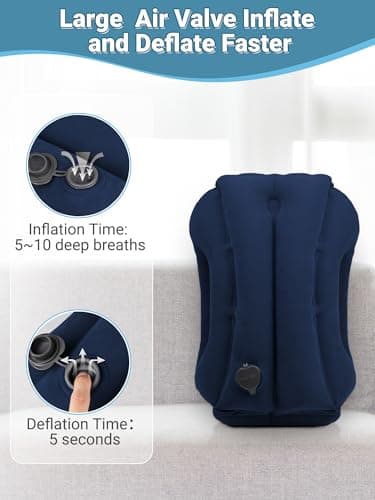 Maliton Inflatable Travel Pillow, Neck Support for Airplane(Navy Blue) — view 6