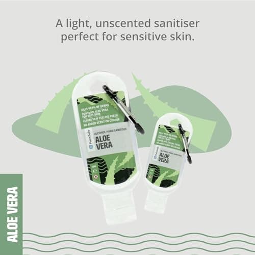 Palm Safe Aloe Vera 3 Pack 60ml Anti Bacterial Premium Hand Sanitiser Travel Size Refillable Clip Bottle Quick Drying Non Sticky Extra Moisturising Kills 99.9% of Viruses and Bacteria — view 4