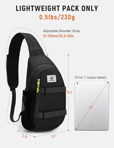 SKYSPER Sling Bag Anti-Theft RFID Crossbody Bag Travel Cross Body Backpack Shoulder Hiking Sling Daypack(Black) — view 5