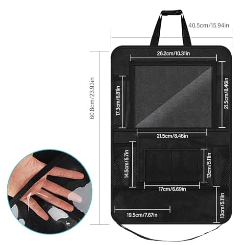 Csuntikulo 2 Pieces Car Back Protector and Organizer, 600D Oxford Fabric Waterproof Back Seat Organizer, Car Seat Backrest Protector Car Back Protector — view 2