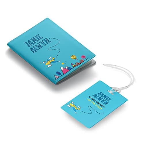 NOT JUST A PRINT Kids Passport Cover Personalised with Any Name | UK Passport Holder | Toddler Child's 1st Passport Adventure Awaits Wallet (Rainbow Brights) — view 5