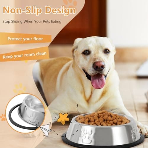 Stainless Steel Cat Bowls, 4 Pack Metal Dog Bowls for Food and Water, Non-Slip Pet Feeding Dish Bowl With Rubber Base for indoor Cats Small Dogs — view 3
