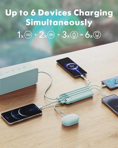 Charmast Power Bank with Built in Cables X 4, 10000mAh Portable Charger — view 3