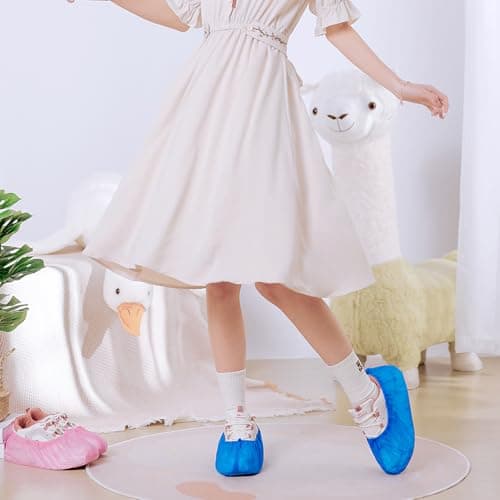 Disposable Shoe Covers Waterproof Overshoes Shoe Protector Covers Shoe Boot Cover Non Slip Plastic Shoes Covers Keeping Shoes Floors Carpets Clean 100 Pcs — view 5