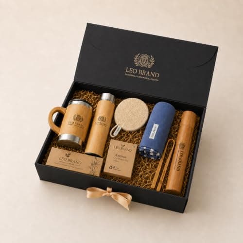 Leo Brand Eco Gym & Fitness Essentials Gift Box | Premium Bamboo Sports & Wellness Gift Set | Sustainable Travel & Personal Care Kit | Eco Friendly Fitness Gift — view 2