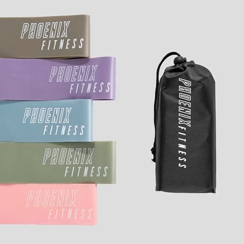 Phoenix Fitness Resistance Bands - Set of 5 Exercise Bands for Men and Women with 5 Resistance Levels - Workout Bands for Home, Gym, Yoga & Training with Carry Bag & Exercise Guide (Pastel) — view 5