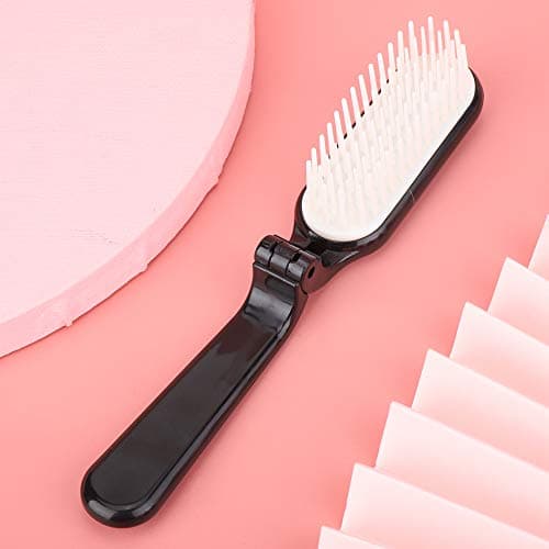 Pocket Folding Hair Brush Comb Collapsible Travel Essential Scalp Massage Styling Tool for Men Women Kids Black ABS Mini Lightweight — view 4