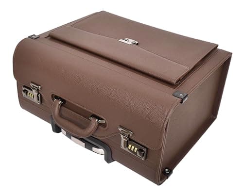 Four Wheeled Pilot Case Faux Leather Lightweight Cabin Bag Commander (Brown) — view 5