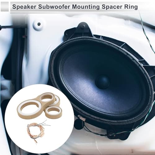 RATCHROLL 2 Set Universal Speaker Spacer Ring Adapter Dual Rings Waterproof for 1"for 3" with Acrylic Washers and Light Strip Brown Wood — view 2