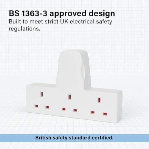 13A 3 Gang UK 3-Pin Power Adapter Multi Plug Socket Extender, Compact Cable-Free Design, BS 1363-3 Certified for Home, Kitchen & Office Use — view 5