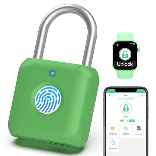Anweller Fingerprint Padlock,Smart Padlock,Locker Lock,Combination Lock,Fingerprint Lock with APP Unlock,USB Rechargeable,Suitable for Gym Locker,Locker,School,Door,Shed,Toolbox,Storage(Green)