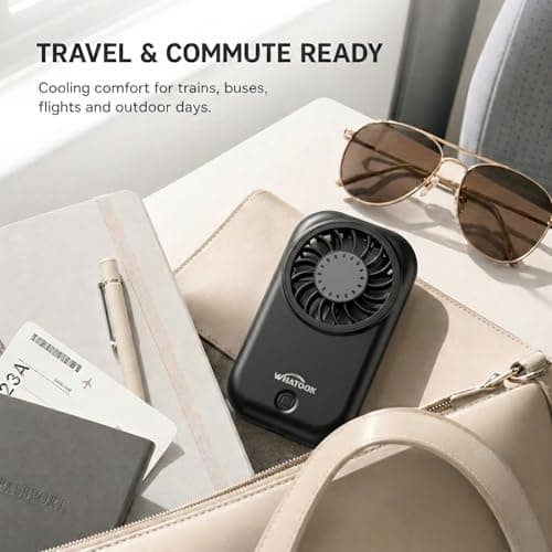 WHATOOK Mini Handheld Turbo Fan: 0.59in Ultra-Slim & 0.12lbs Light Pocket Fan, 11000 RPM Power, 5 Speeds, USB-C Rechargeable Portable Small Personal Hand Fan for Travel Essentials,Outdoor,Gift,Black — view 6