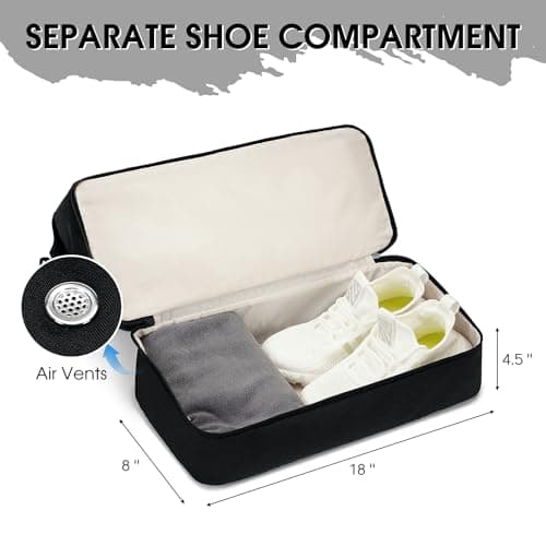 WANDF Cabin Bag 45x36x20 for Easyjet Airlines Underseat Travel Bag with with USB Charging Port, Wet Pocket & Shoes Compartment Carry on Hand Luggage Weekend Bag for Women and Men (Black) — view 4