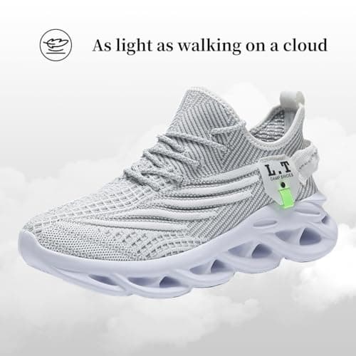 XKOWUO Mens Womens Trainers Walking Running Shoes Non Slip Gym Slip On Tennis Trainers Outdoor Sports Sneakers Lightweight Workout Shoes White Size 5.5 — view 3