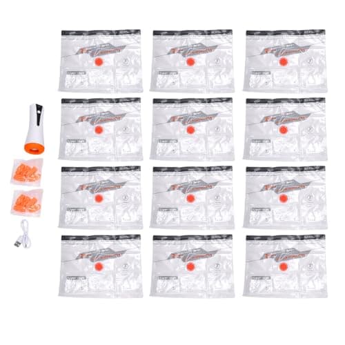 Fabater 12 Pack Vacuum Bags for Travel with Rechargeable Cordless Electric Pump, Carry-on Packing Bags for Luggage and Suitcase, Space Saver for Clothes and Clothing