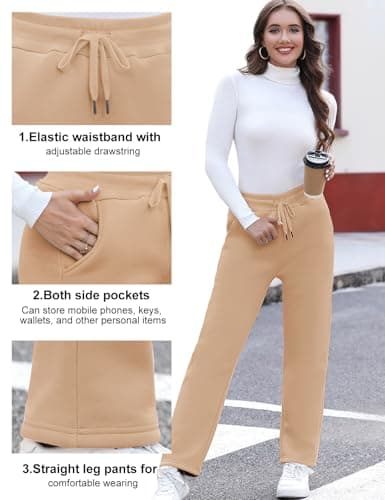 Svanco Womens Fleece Trouser Warm Winter Lined Jogger Thermal Pant Khaki — view 6