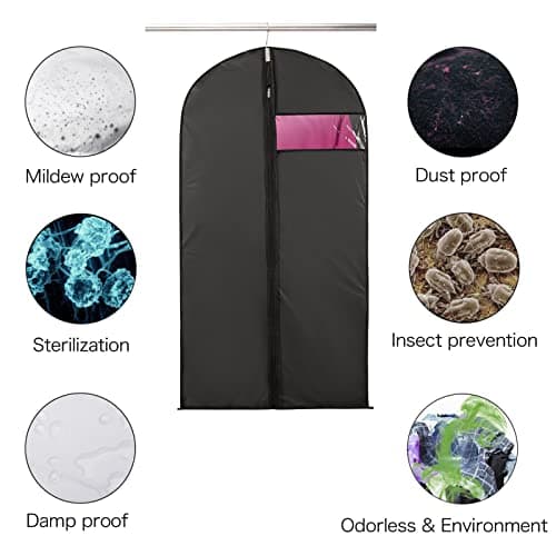Niviy Suit Bags 60 x 100 cm, Black Garment Covers with Zip & Clear Window — view 3