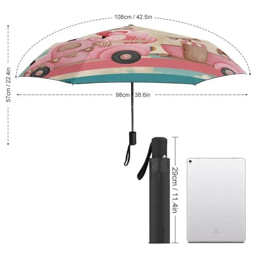 SEEKJOYS Honeymoon Umbrella Out Print Windproof Travel Umbrella Strong Compact Umbrella Automatic Portable Folding Umbrella for Rain Sun — view 2