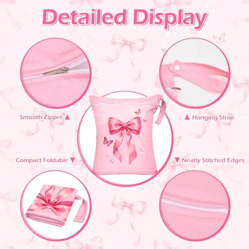 2PC Travel Laundry Bags, 55X45CM Large Waterproof Laundry Bags with Side Handles & Zippers, Dirty Clothes Organiser for Travel & Home Use (Bow with Butterfly) — view 4