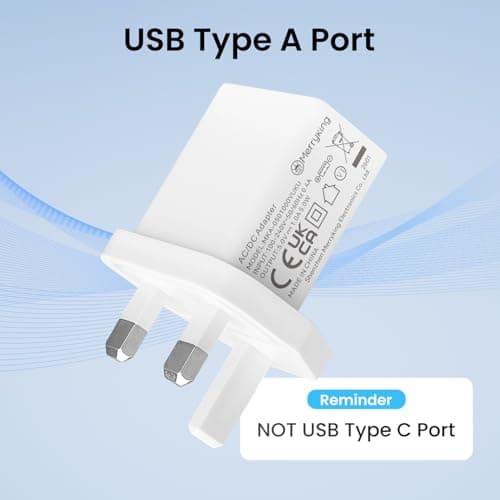 2PCS UKCA 5V 1A USB Wall Pulg 3-Pin Portable Charger Universal Travel Adapter for USB Light, Phone, Tablet, Speaker, Smart Watch, Earbud, Fan, Razor, etc — view 2