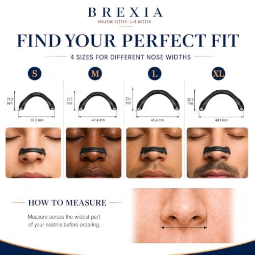 BREXIA Magnetic Nasal Strips for Breathing, 30 Nights Starter Kit – 4 Sizes (S/M/L/XL) Anti-Snoring Nose Strip for Your Perfect Fit Better Sleep, Breathing & Focus – UK-Designed — view 3