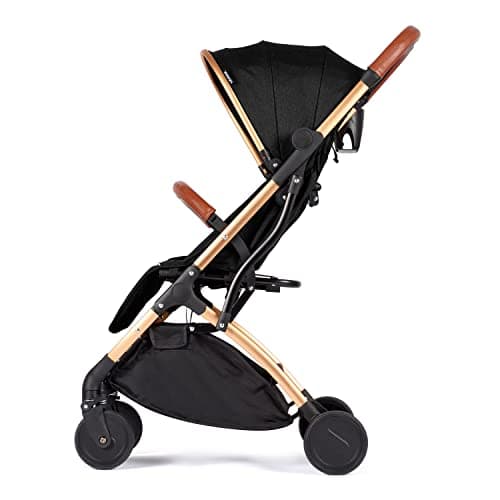 Lejoux™ Baby Pushchair Stroller– Lightweight Foldable Travel Buggy with 5-Point Harness, Adjustable Seat Back and Oversize Basket Folds with 1 Hand – Smooth Swivel Wheels Rain Cover (Black) — view 4